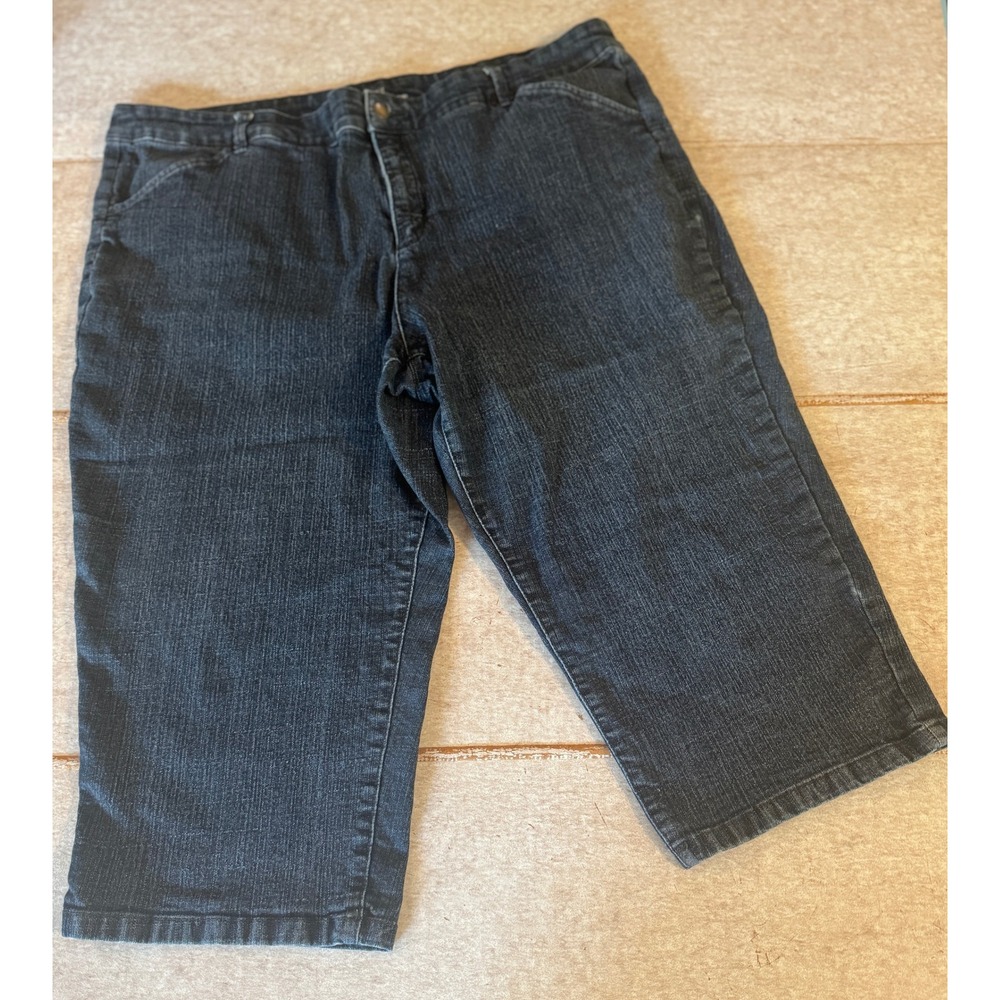 Liz Claiborne Women's Capri Jeans Size 24W Classic Fit Dark‎ Wash Plus Size EUC